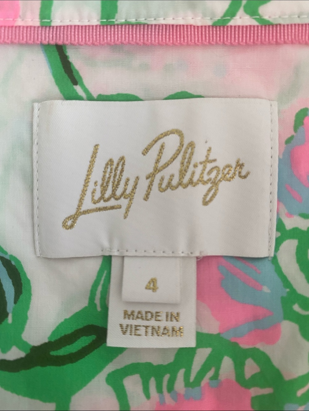 Lilly Pulitzer White Floral Button-Front Midi Dress with Pink & Green Print - Picture 2 of 9